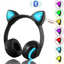 Bluetooth Stereo Cat Ear Flashing Glowing Gaming Headphones with 7 Colors LED light